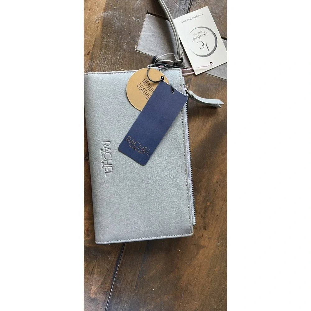 Rachel Rachel Roy Wristlet Wallet Womens OS Grey Genuine Leather Zip Clutch NWT